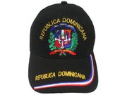 DOMINICAN REPUBLIC BLACK COUNTRY FLAG EMBOSSED HAT CAP .. NEW
