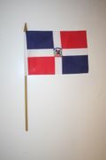 DOMINICAN REPUBLIC COUNTRY 4" X 6" SMALL STICK FLAG WITH 10" POLE .. NEW