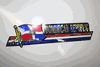 DOMINICAN REPUBLIC COUNTRY FLAG LONG METALIC CAR AUTOMOBILE BUMPER STICKER DECAL EMBLEM .. NEW