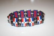 DOMINICAN REPUBLIC COUNTRY FLAG METAL REVERSIBLE SPORTS BRACELET WRISTBAND .. NEW