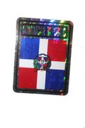 DOMINICAN REPUBLIC SQUARE COUNTRY FLAG METALLIC BUMPER STICKER DECAL .. SIZE 3" X 4" INCHES .. NEW