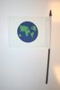 EARTH PICTURE 4" X 6" SMALL STICK FLAG ON 10" POLE .. NEW