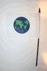 EARTH PICTURE 4" X 6" SMALL STICK FLAG ON 10" POLE .. NEW