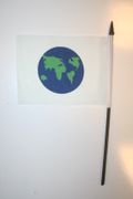 EARTH PICTURE 4" X 6" SMALL STICK FLAG ON 10" POLE .. NEW