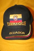 ECUADOR COUNTRY FLAG EMBOIDERED BLACK HAT CAP .. NEW