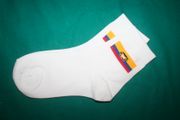 ECUADOR COUNTRY FLAG PAIR OF WHITE HIGH QUALITY DRESS SOCKS ... 2 SIZES AVAILABLE .. MEN'S & WOMEN'S .. NEW IN PACKAGE