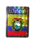 ECUADOR SQUARE COUNTRY FLAG METALLIC BUMPER STICKER DECAL .. SIZE  3" X 4" INCHES .. NEW