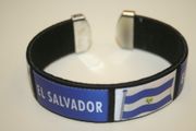 EL SALVADOR BLACK SUPER THICK COUNTRY FLAG FLEXIBLE BRACELET WRISTBAND .. NEW