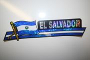 EL SALVADOR COUNTRY FLAG LONG METALIC CAR AUTOMOBILE BUMPER STICKER DECAL EMBLEM .. NEW