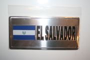 EL SALVADOR COUNTRY FLAG SMALL METAL LICENSE PLATE STICKER DECAL EMBLEM . NEW