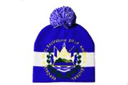 EL SALVADOR COUNTRY FLAG  TOQUE HAT WITH POM POM