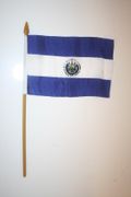 EL SALVADOR NATIONAL COUNTRY FLAG 4" X 6" SMALL STICK FLAG ON 10" POLE .. NEW