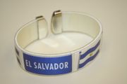 EL SALVADOR WHITE SUPER THICK COUNTRY FLAG FLEXIBLE BRACELET WRISTBAND .. NEW