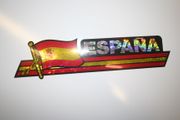 ESPANA COUNTRY FLAG LONG METALIC CAR AUTOMOBILE BUMPER STICKER DECAL ... FIFA WORLD CUP SOCCER FOOTBALL SPAIN .. NEW