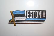 ESTONIA COUNTRY FLAG WORD IRON ON PATCH CREST BADGE .. NEW