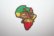 ETHIOPIA LION OF JUDAH COUNTRY FLAG SHAPED EMBROIDERED IRON ON PATCH CREST BADGE .. NEW