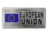 EUROPEAN UNION COUNTRY FLAG SMALL METAL LICENSE PLATE STICKER DECAL EMBLEM .. NEW