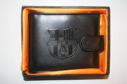 FCB BARCELONA FOOTBALL CLUB BLACK LEATHER WALLET .. SOCCER .. NEW