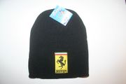 FERRARI BLACK ADULT TOUQUE HAT CAP TOQUE ... F1 RACING CAR AUTOMOBILE .. NEW