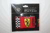 FERRARI SMALL LOGO CHECKERED FLAG IRON-ON PATCH CREST BADGE .. NEW 
