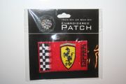 FERRARI SMALL LOGO CHECKERED FLAG IRON-ON PATCH CREST BADGE .. NEW 