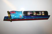 FIJI COUNTRY FLAG LONG METALIC CAR AUTOMOBLE BUMPER STICKER ...NEW