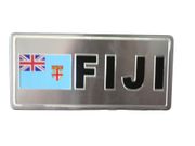 FIJI COUNTRY FLAG SMALL METAL LICENSE PLATE DECAL STICKER EMBLEM ..NEW