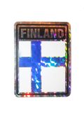 FINLAND SQUARE COUNTRY FLAG METALLIC BUMPER STICKER DECAL .. SIZE 3" X 4" INCHES .. NEW