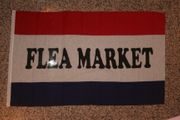 FLEA MARKEY STRIPED LARGE 3' X 5' FLAG .. NEW IN PACKAGE