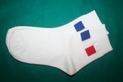 FRANCE COUNTRY FLAG PAIR OF WHITE HIGH QUALITY DRESS SOCKS .. 2 SIZES AVAILABLE .. MEN'S & WOMEN'S .. NEW IN PACKAGE 