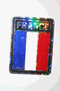 FRANCE SQUARE COUNTRY FLAG METALLIC BUMPER STICKER DECAL .. SIZE 3" X 4" INCHES .. NEW