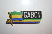 GABON COUNTRY FLAG WORD IRON ON PATCH CREST BADGE .. NEW
