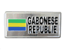 GABONESE REPUBLIC COUNTRY FLAG SILVER SMALL METALLIC LICENSE PLATE DECAL STICKER EMBLEM ...