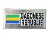 GABONESE REPUBLIC COUNTRY FLAG SILVER SMALL METALLIC LICENSE PLATE DECAL STICKER EMBLEM ...
