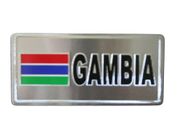 GAMBIA COUNTRY FLAG SMALL METAL  LICENSE PLATE STICKER DECAL EMBLEM . NEW