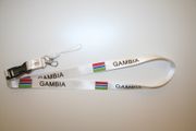 GAMBIA HIGH GLOSS WHITE COUNTRY FLAG LANYARD KEYCHAIN PASSHOLDER ... NEW