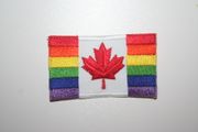 GAY & LEBIAN PRIDE CANADA RAINBOW FLAG SMALL IRON ON PATCH CREST BADGE .. NEW
