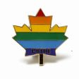 GAY & LESBIAN RAINBOW PRIDE MAPLE LEAF SMALL METAL LAPEL PIN BADGE .. NEW