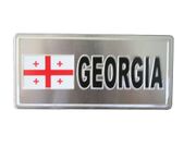 GEORGIA  COUNTRY FLAG SMALL METAL LICENSE PLATE DECAL STICKER EMBLEM .. NEW