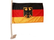 GERMANY DEUTSCHLAND WITH EAGLE 12" X 18" INCHES HEAVY DUTY COUNTRY FLAG WITH STICK .. FIFA SOCCER WORLD CUP .. NEW