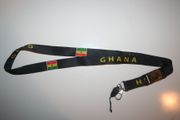 GHANA COUNTRY FLAG BLACK LANYARD KEYCHAIN PASSHOLDER TICKET HOLDER ... NEW