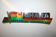 GHANA COUNTRY FLAG LONG METALIC CAR AUTOMOBILE BUMPER STICKER .. FIFA WORLD CUP SOCCER FOOTBALL . NEW