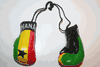GHANA COUNTRY FLAG PAIR OF MINIATURE BOXING GLOVES TO HANG OVER YOUR CAR MIRROR .. NEW