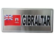 GIBRALTAR COUNTRY FLAG SMALL METAL LICENSE PLATE DECAL STICKER EMBLEM .. NEW