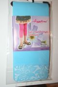 GIRLS KIDS BLUE FOOTLESS TIGHTS WITH LACE ...SIZE X-SMALL 1-3,  SMALL 4-6, MEDIUM 7-10, LARGE 11-14 ... NEW IN PACKAGE