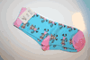 GIRLS KIDS CHILDS YOUTHS BLUE SOCKS WITH MONKEYS IN A PINK DRESS ALL OVER THEM .. SIZE 9-12 .. AGE 5-8 YEARS OLD ... NEW