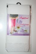 GIRLS KIDS WHITE FOOTLESS TIGHTS WITH LACE ... X-SMALL 1-3, SMALL 4-6, MEDIUM 7-10 & LARGE 11-14 ... NEW IN PACKAGE