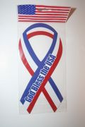 GOD BLESS THE USA RIBBON RED WHITE & BLUE MAGNET FOR YOUR CAR .. UNITED STATES .. NEW