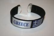 GREECE BLACK SUPER THICK COUNTRY FLAG FLEXIBLE BRACELET WRISTBAND .. NEW