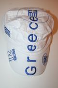 GREECE COUNTRY FLAG MILITARY STYLE WHITE HAT CAP .. FIFA WORLD CUP SOCCER FOOTBALL NEW